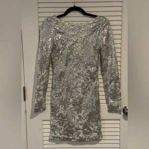 Elegant Silver Sequin Dress
